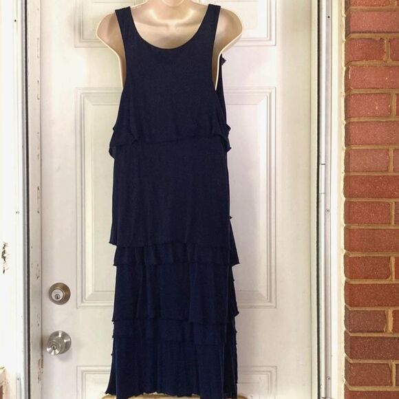 Cynthia Rowley Sleeveless Layered Slimming Dress Navy Blue Womens XL - Picture 4 of 9